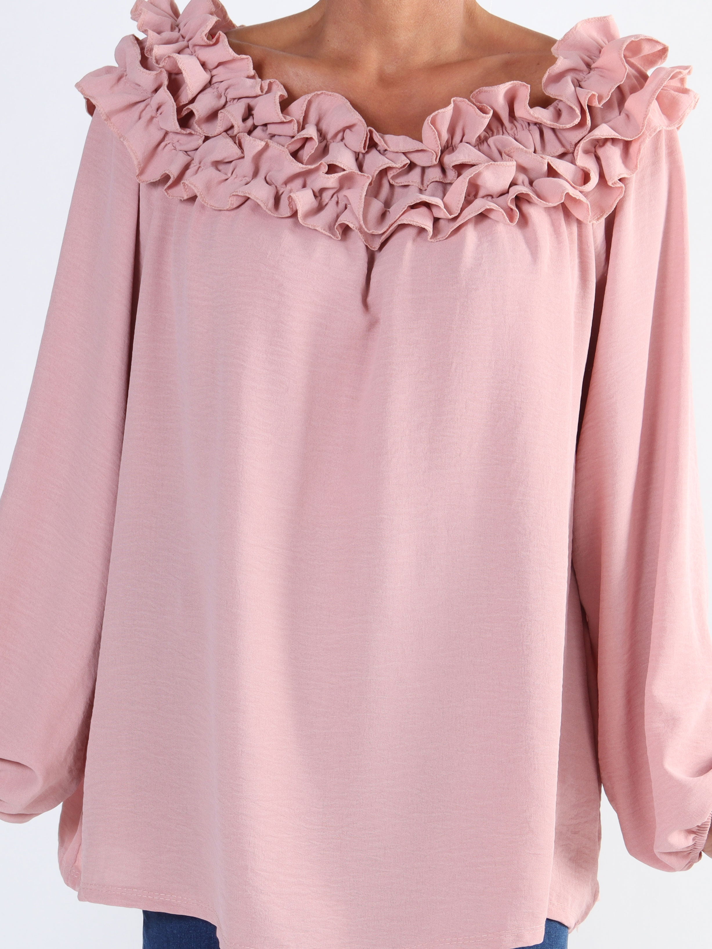 Chili - Finaste plus size tunikan med volanger i halsringningen (bestseller)